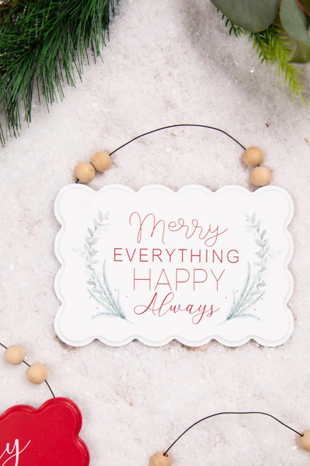 Online Decorator's Warehouse 6.6” Wood Holiday Sign Ornament