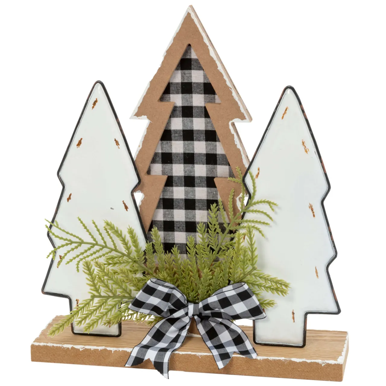 Hot Decorator's Warehouse 12" Wood Holiday Trees With Plaid Bow