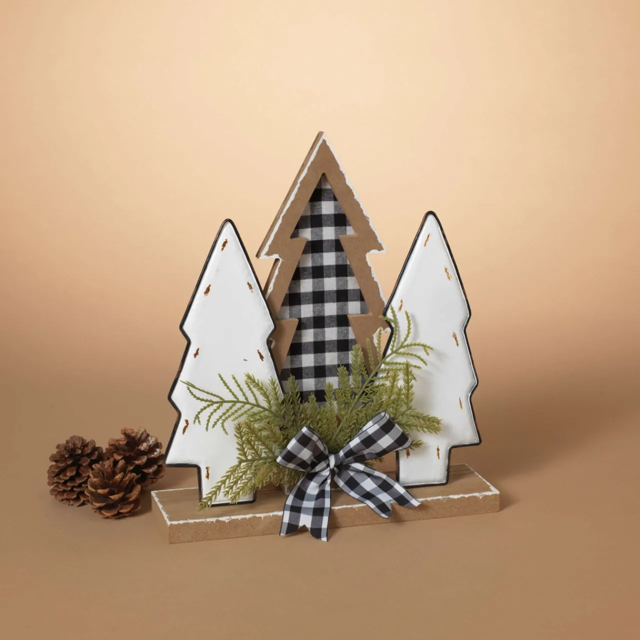 Hot Decorator's Warehouse 12" Wood Holiday Trees With Plaid Bow