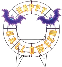 Hot Decorator's Warehouse 40" Wreath - Happy Halloween With Bats With 293 Lights