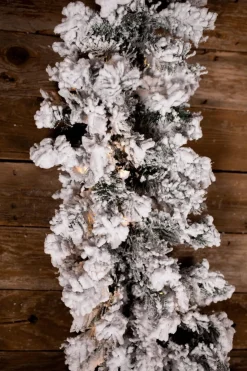 Online Decorator's Warehouse 9’ X 14” Lit Flock Furry Pine Garland