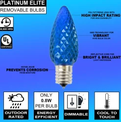 New Decorator's Warehouse C9 Platinum Elite LED SMD Bulb (25 Bulbs/bag) - Faceted, Blue