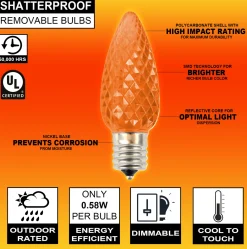 Online Decorator's Warehouse C9 Wonderful LED SMD Bulb (25 Bulbs/bag) - Faceted, Orange