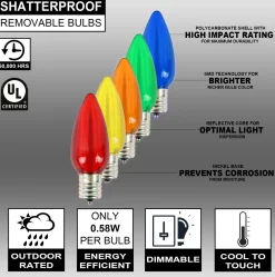 Online Decorator's Warehouse C9 Wonderful LED SMD Bulb (25 Bulbs/bag) - Smooth, Multi