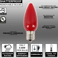 Outlet Decorator's Warehouse C9 Wonderful LED SMD Bulb (25 Bulbs/bag) - Frosted, Red