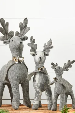 Clearance Decorator's Warehouse Country Fabric Reindeer - Set Of 3