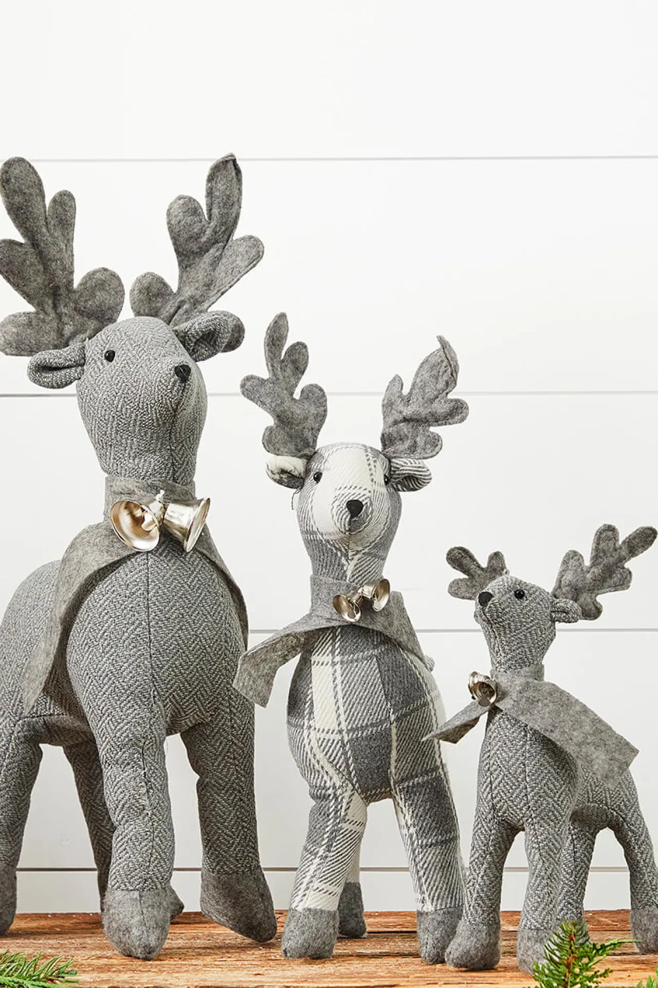 Clearance Decorator's Warehouse Country Fabric Reindeer - Set Of 3