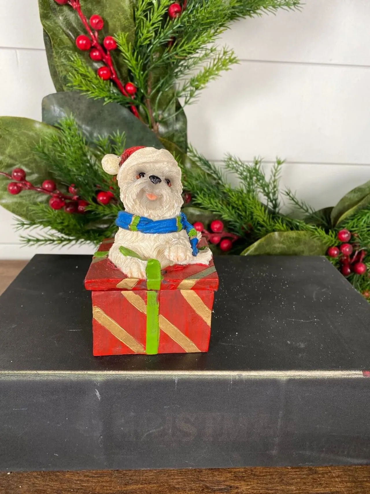 Clearance Decorator's Warehouse Dog Gift Box Holiday Accent