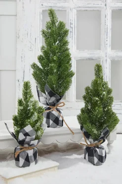 Outlet Decorator's Warehouse Flocked Pine Tree With Plaid Fabric - Large