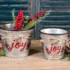 Online Decorator's Warehouse Galvanized Metal “Joy” Containers - Set Of 2
