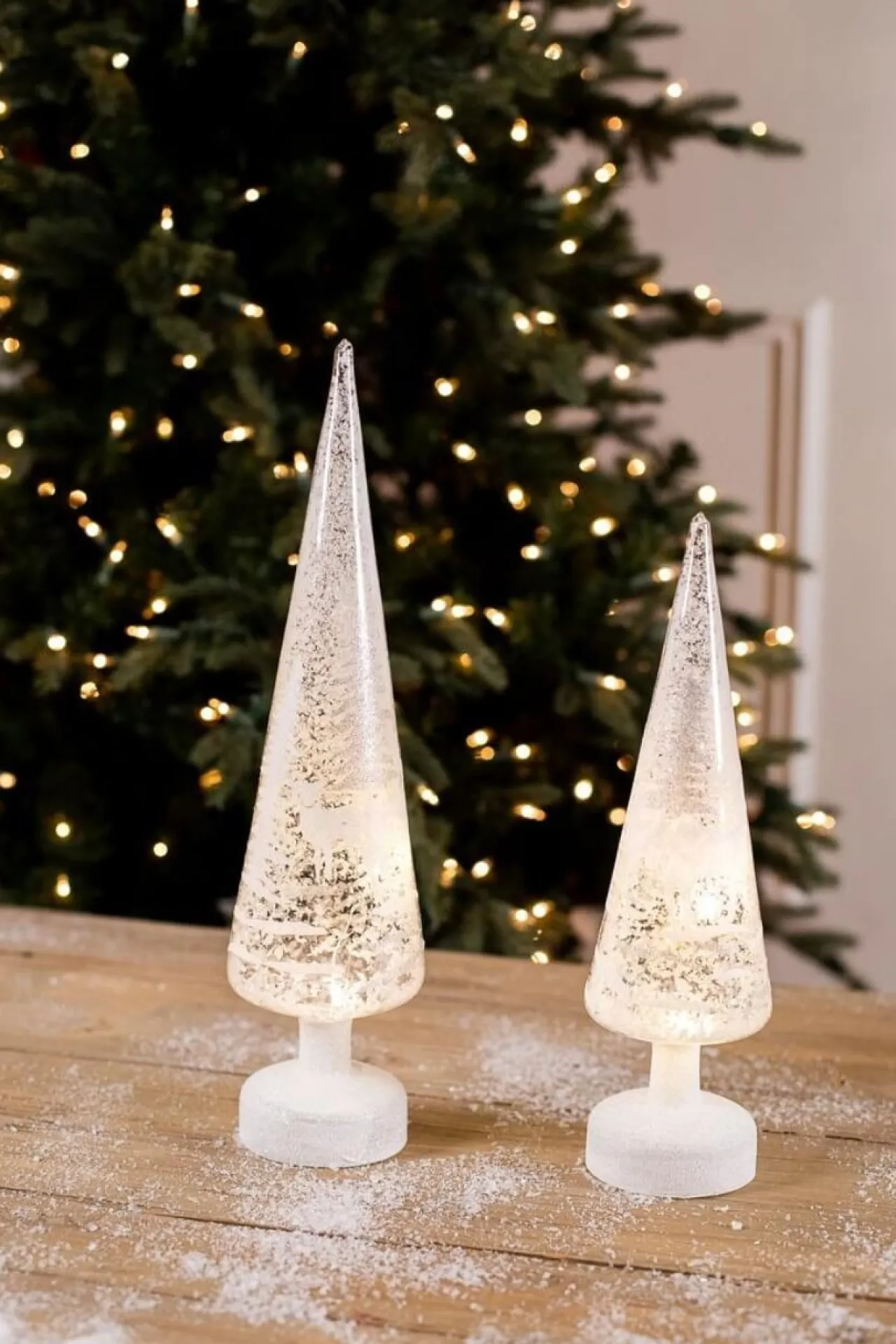 Best Decorator's Warehouse Glass Light Up Winter Scene Trees- Set Of 2