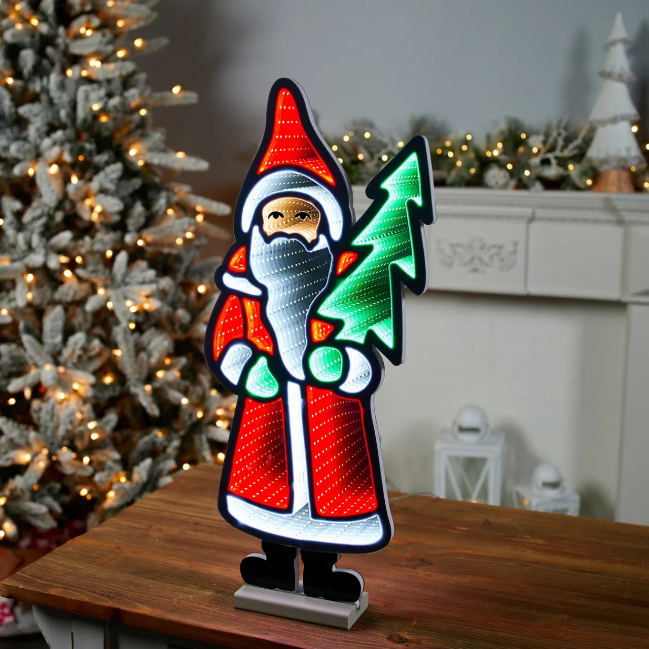 Discount Decorator's Warehouse 23.5"H Santa With Tree Infinity Light