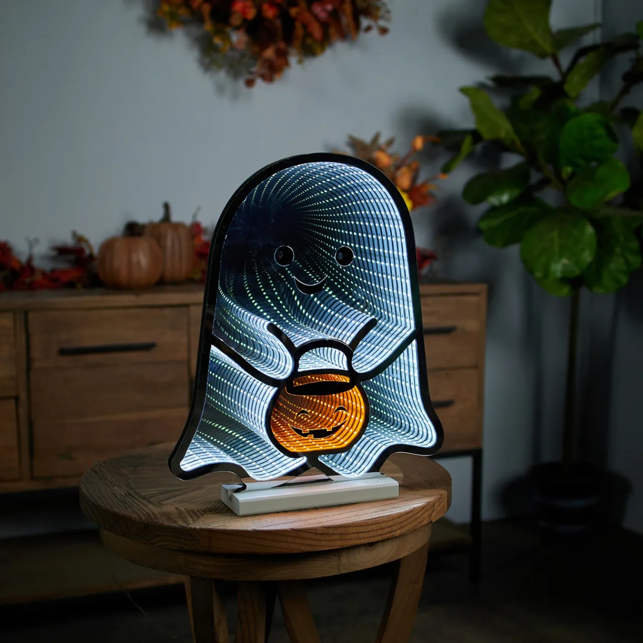 Best Decorator's Warehouse 16"H Ghost With Candy Bucket Infinity Light