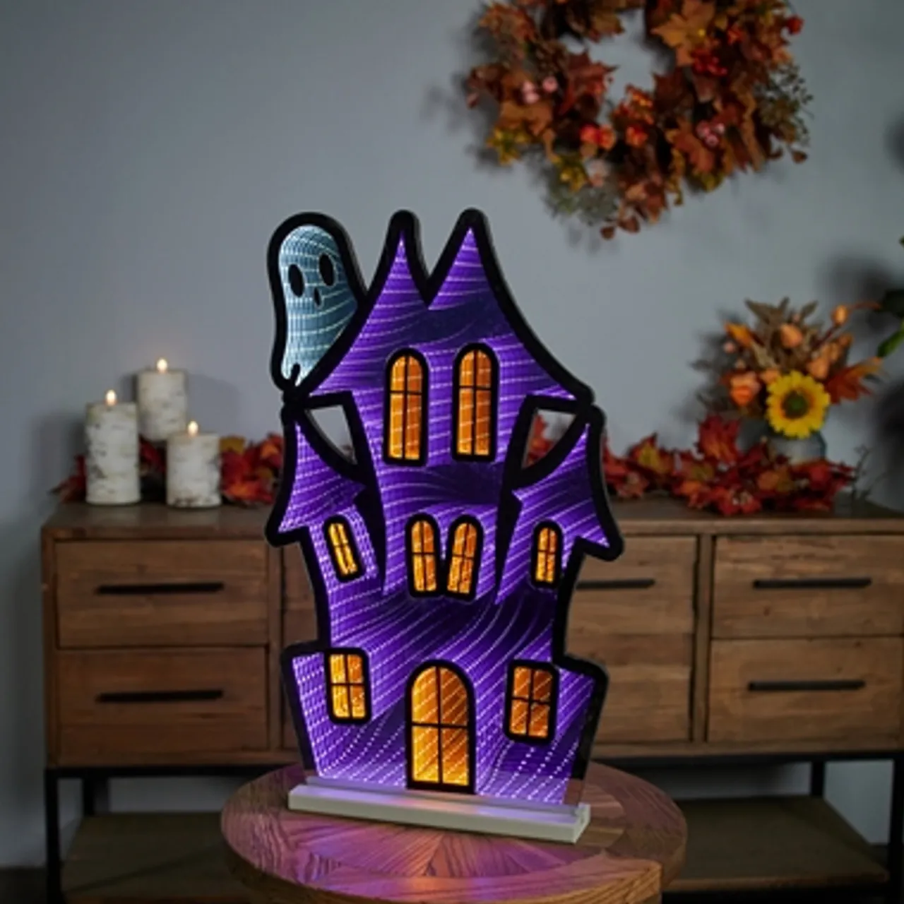 Hot Decorator's Warehouse 23.5"H Haunted House With Ghost Infinity Light