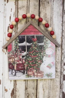 Discount Decorator's Warehouse 7.5”H Snowman Wall Hanging With Beaded Hanger