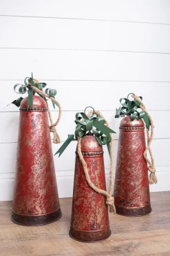 Discount Decorator's Warehouse Metal Holiday Bells With Bow & Jute Hanger - Set Of 3