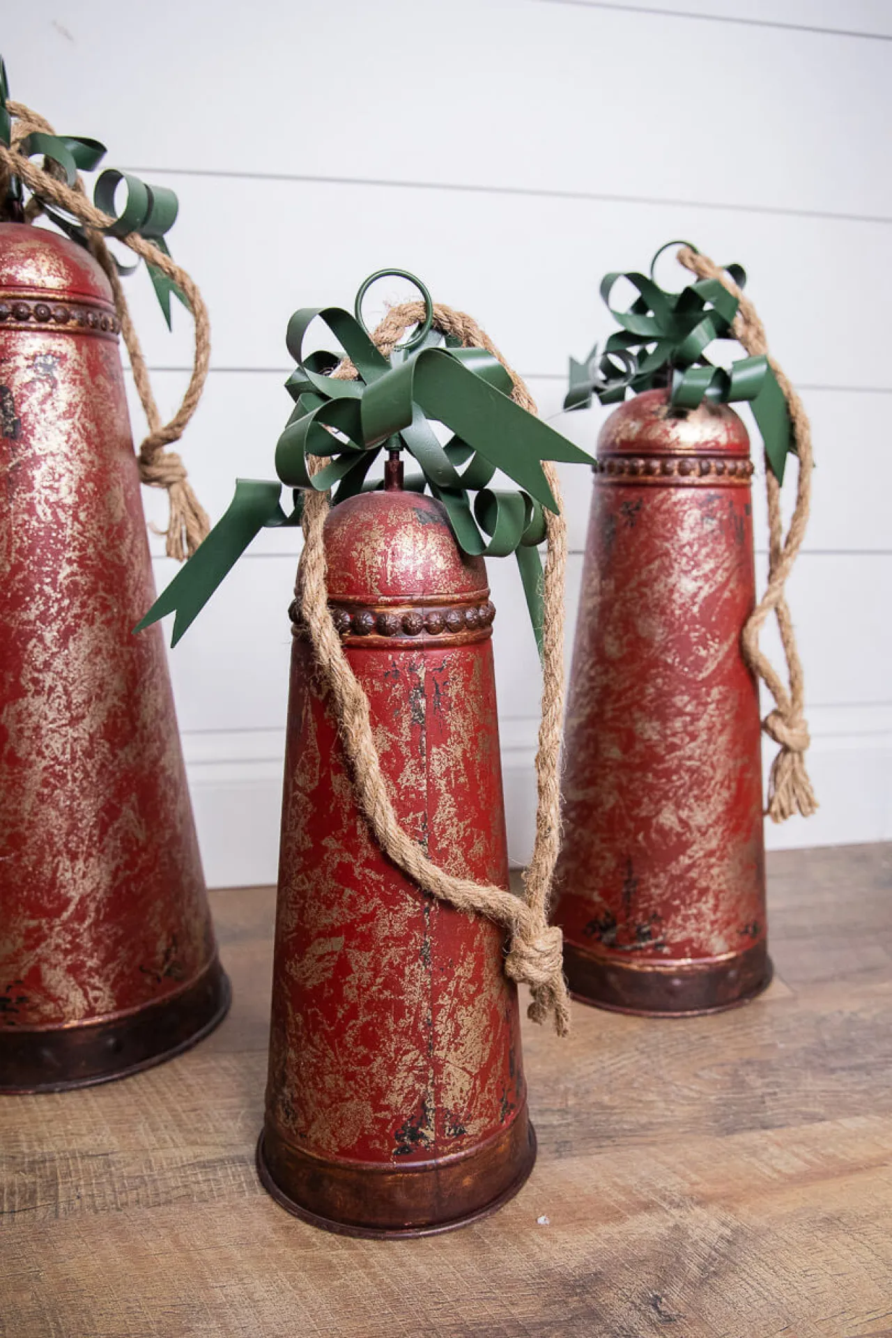 Discount Decorator's Warehouse Metal Holiday Bells With Bow & Jute Hanger - Set Of 3