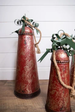 Discount Decorator's Warehouse Metal Holiday Bells With Bow & Jute Hanger - Set Of 3
