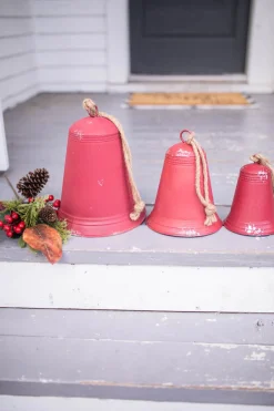 Best Decorator's Warehouse Red Tin Bells - Set Of 3