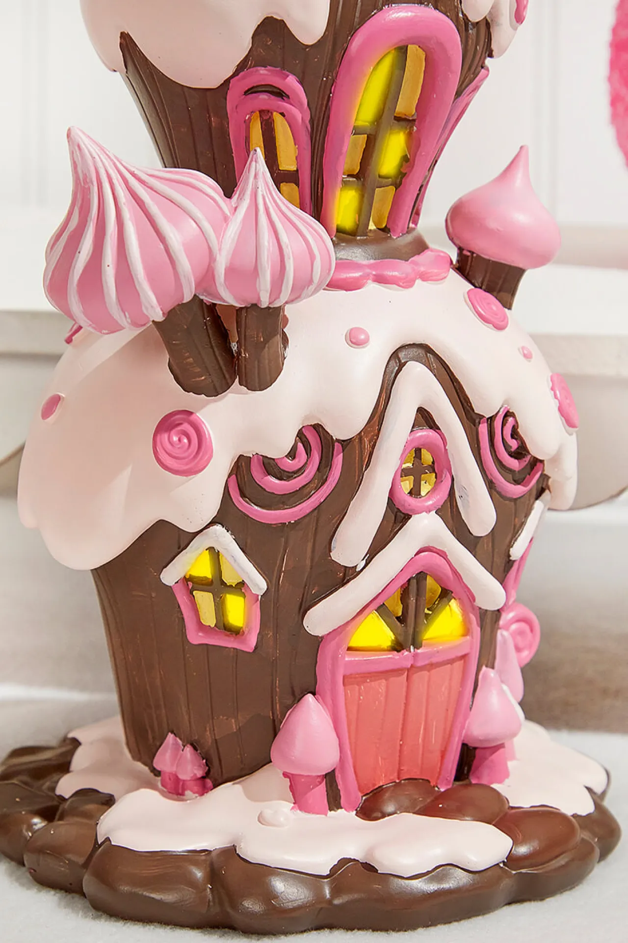 Discount Decorator's Warehouse Resin Candy House With Led - Brown Pink