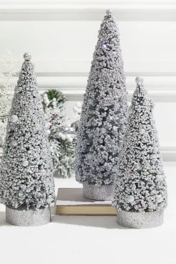 Best Decorator's Warehouse Silver Bottle Brush Trees - Set Of 3