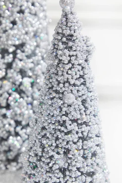 Best Decorator's Warehouse Silver Bottle Brush Trees - Set Of 3