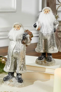 Sale Decorator's Warehouse Small Resin Silver Snow Santa Figurine