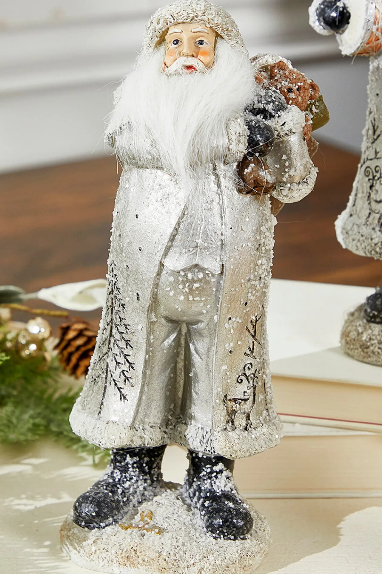 Sale Decorator's Warehouse Small Resin Silver Snow Santa Figurine