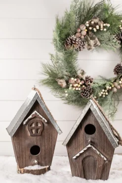 Outlet Decorator's Warehouse Wood Galvanized Metal Birdhouse