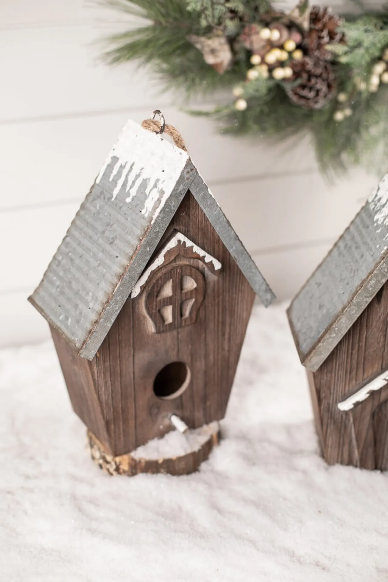 Outlet Decorator's Warehouse Wood Galvanized Metal Birdhouse