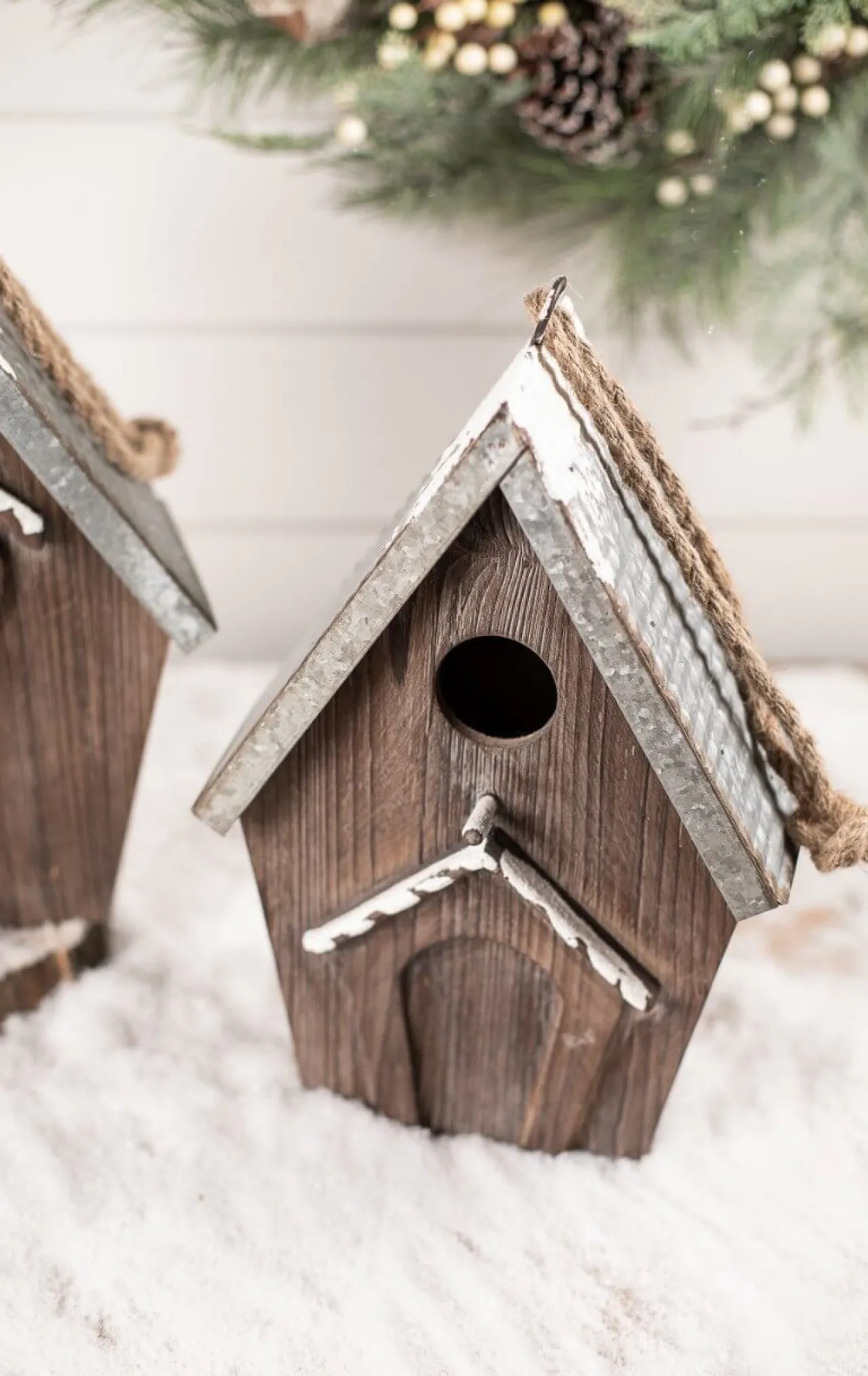Outlet Decorator's Warehouse Wood Galvanized Metal Birdhouse